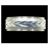 Sterling silver machined and incised band ring,