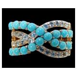 Sterling silver gold wash turquoise and blue
