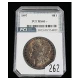 1887 Morgan dollar, PCI slab certified MS-65+