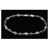 Sterling silver 10' anklet with elephants and