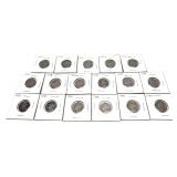 Lot of nickels, mixed dates, 17 pcs.