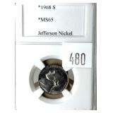 1968-S nickel, PCCB slab certified MS-65