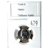 1968-D nickel, PCCB slab certified MS-65