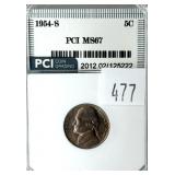 1954-S nickel, PCI slab certified MS-67