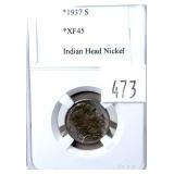 1937-S Buffalo nickel, PCCB slab certified XF-45