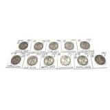 x11- Half dollars, 90% silver, -x11 half dollars