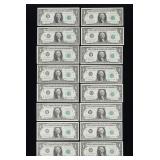 x16- $1 Federal Reserve notes, Unc., series of