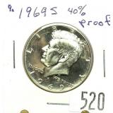 1969-S half dollar Proof, 40% silver