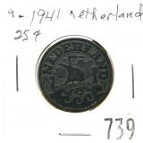 1941 Netherlands 25 cents