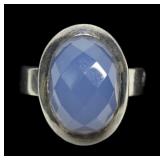 Sterling silver domed oval checkerboard cut purple