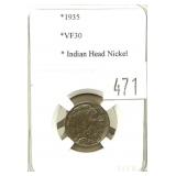 1935 Buffalo nickel, PCCB slab certified VF-20