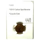 1935 Lincoln cent, slabbed
