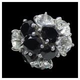 Sterling silver black and white round cut