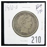 1910-S Barber half dollar