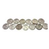 x13- Half dollars, 90% silver, -x13 half dollars