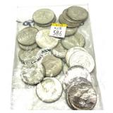 x28- Half dollars, 90% silver, -x28 half dollars