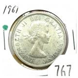 1961 Canadian silver dollar