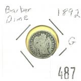 1892 Barber dime