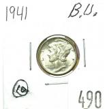 1941 Mercury dime, Unc.