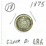 1875 Seated Liberty dime