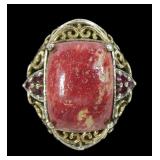 Sterling silver filigree prong set jasper ring