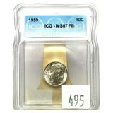 1959 dime, ICG slab certified MS-67