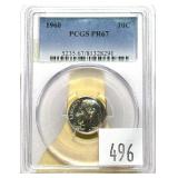 1960 dime, PCGS slab certified Proof-67