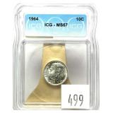 1964 dime, ICG slab certified MS-67
