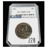 1961 Franklin half dollar, PCI slab certified
