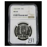 1965 SMS Kennedy half dollar, NGC slab certified