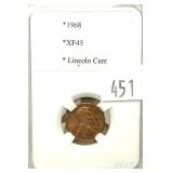 1968 Lincoln cent, PCCB slab certified XF-VF