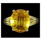 Sterling silver gold wash yellow dome cut stone