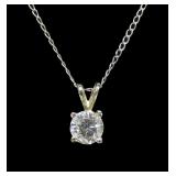 14K White gold 16' chain with CZ pendant,