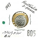 1943 Australian 3 pence