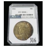 1935 Peace dollar, PCI slab certified MS-66+