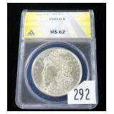 1921-D Morgan dollar, ANACS slab certified MS-62