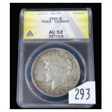 1921 Peace dollar, ANACS slab certified AU-55