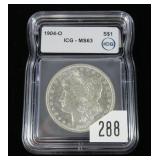 1904-O Morgan dollar, ICG slab certified MS-63