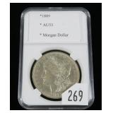 1889 Morgan dollar, AU