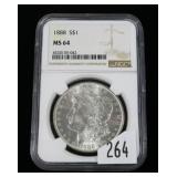 1888 Morgan dollar, NGC slab certified MS-64