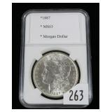 1887 Morgan dollar, gem BU