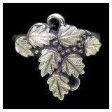 Sterling silver leaves and berries motif ring,