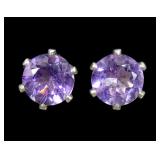 Sterling silver amethyst stud earrings