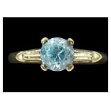 10K Yellow gold vintage blue topaz solitaire