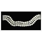 7.5' Three-strand pearl bracelet with sterling