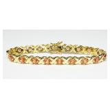 7.5' Sterling silver gold wash cultured sapphire