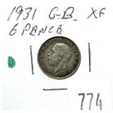1931 English 6 pence
