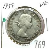 1959 Canadian silver dollar
