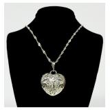 Sterling silver hollow lattice heart pendant with