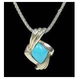 Sterling silver turquoise pendant with